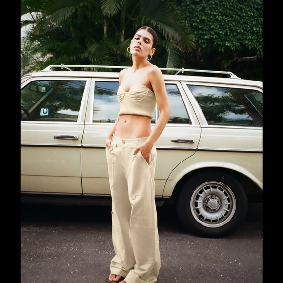 NWT Zara Linen Blend Crop Top - Picture 9 of 13